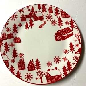 COPY - Set of 2 Dinner Plates 9.5” Red and White Winter Village